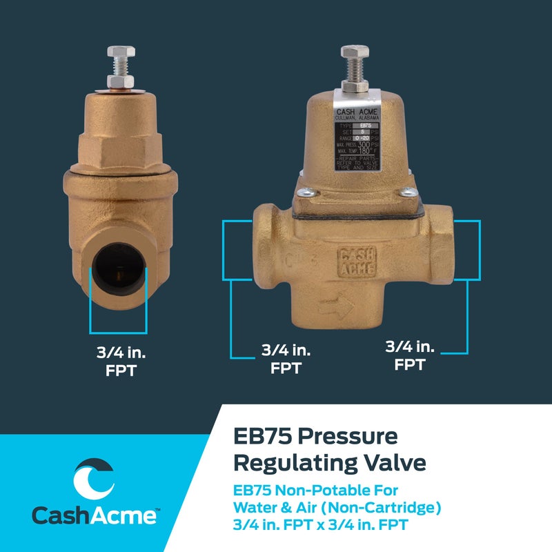 Cash Acme 3/4 Inch EB75 FPT x FPT Pressure Regulator Valve (PRV), 5 PSI, 20662-0005 - Image 5